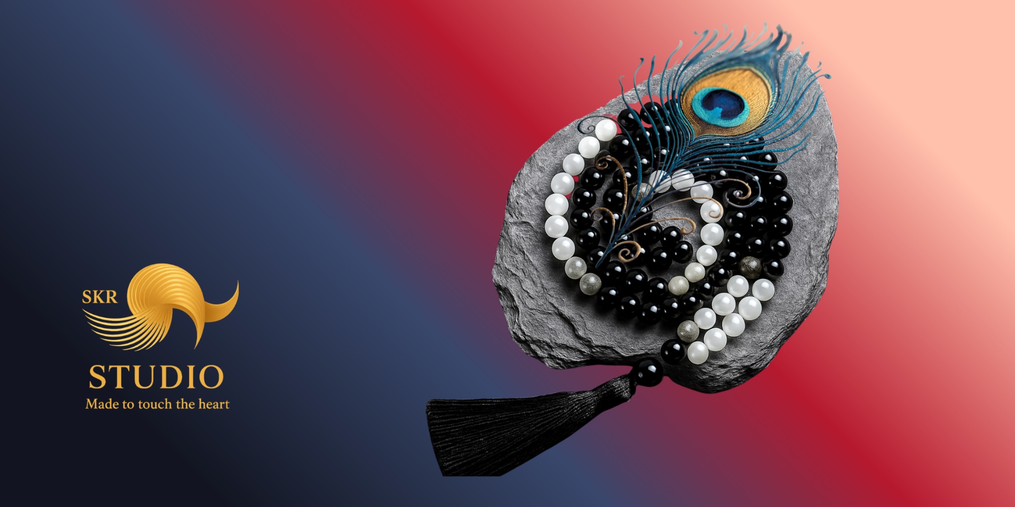 Black Onyx & White Light Stone Mala